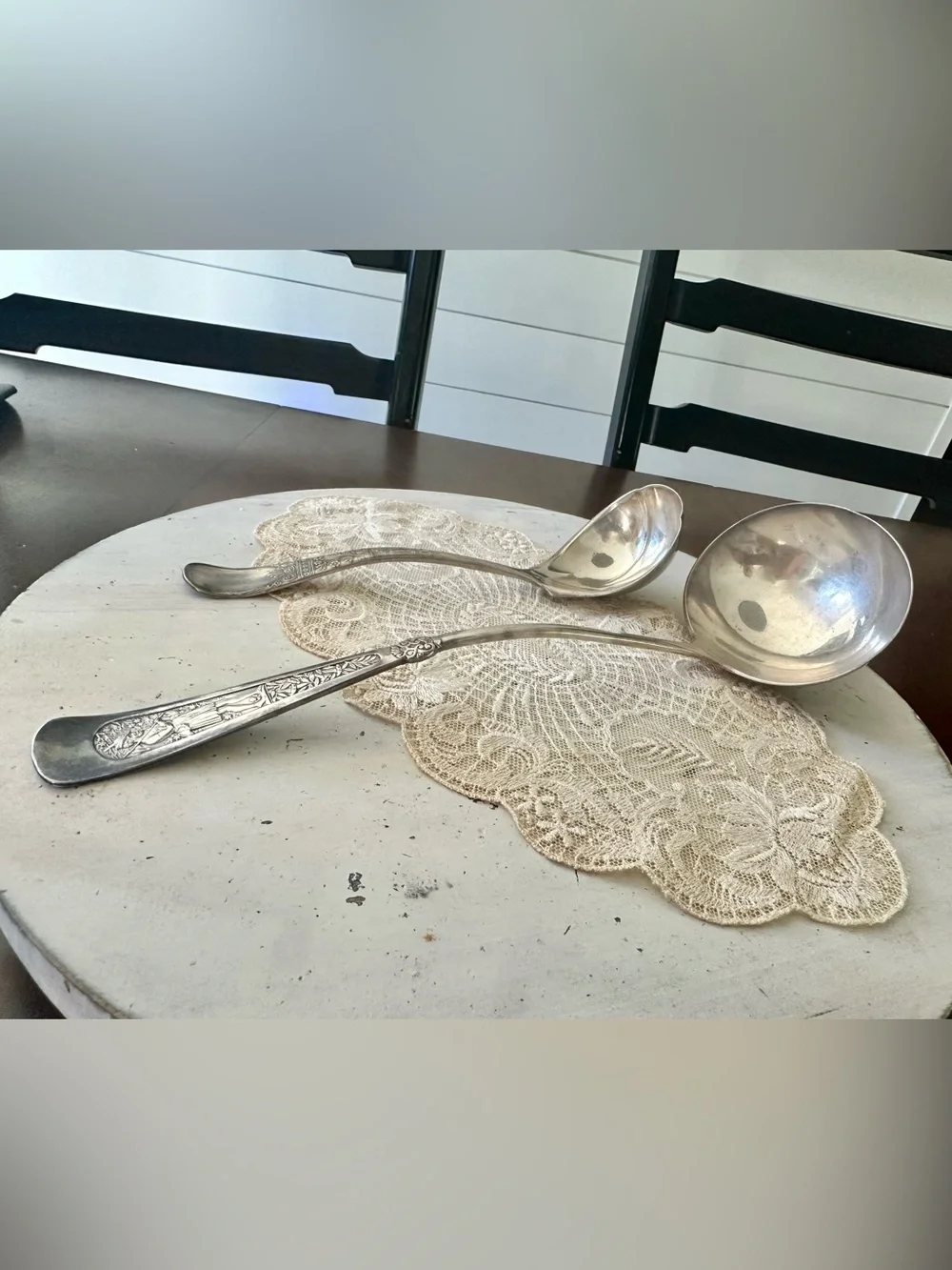 Vintage 1847 Rogers Bros A1 Silverplate Ladle Set Soup Gravy Ornate 2pc